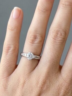 CZ Solitaire set in Satin Finish Setting size 9.75